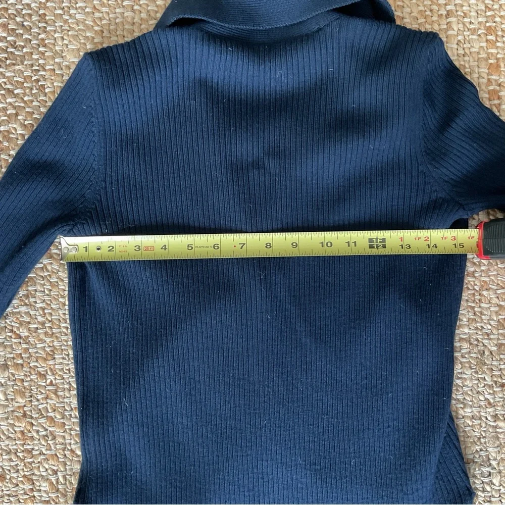 Tory Burch navy blue wool SZ S. Long cardigan - Picture 7 of 7